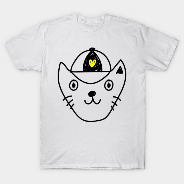 cute cat with hat T-Shirt by Yuraikaze